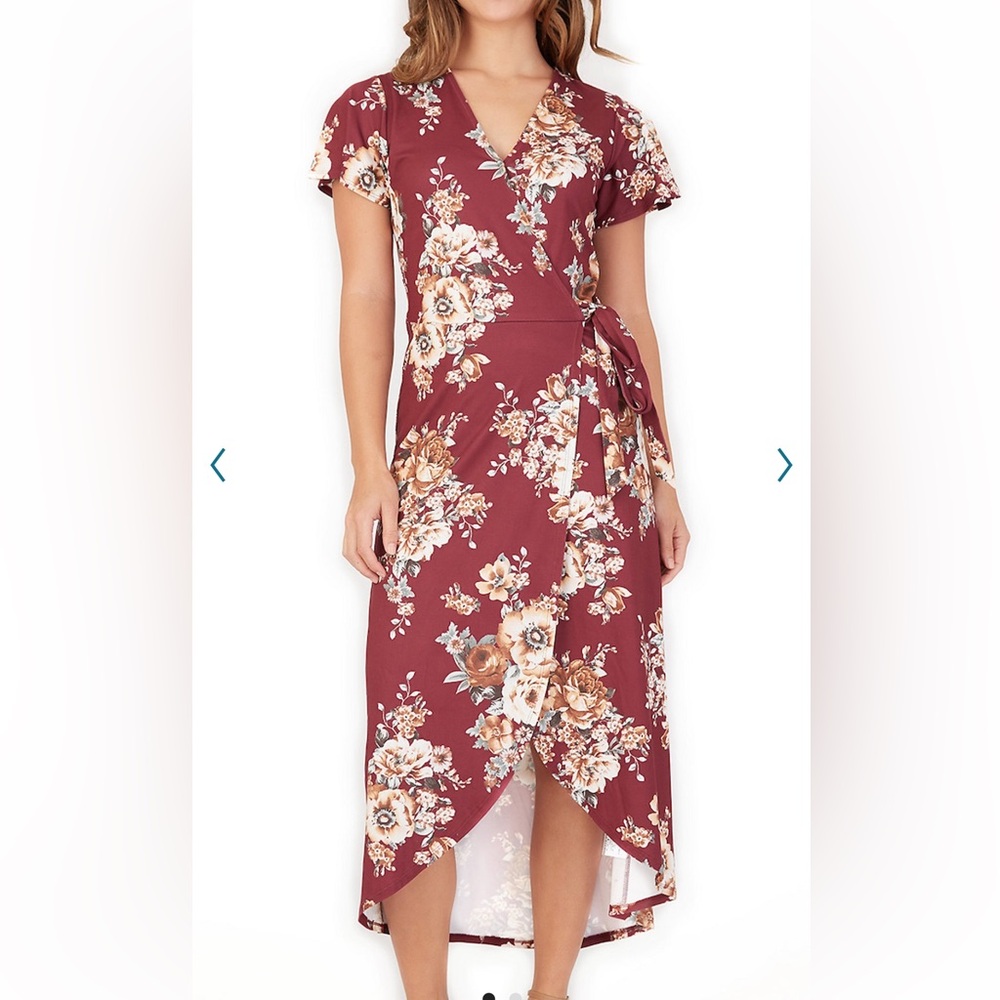 BLACK Apt-9 High Low Faux-Wrap Floral Dress